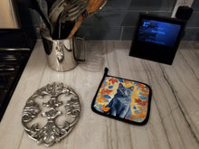 Load image into Gallery viewer, Chartreux Cat in Fall Leaves Pot Holders - Set of 2 Decorative Kitchen Helpers | Made in the USA