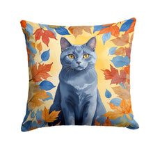Load image into Gallery viewer, Chartreux Cat in Fall Leaves Throw Pillow - 14x14 Decorative Pillow – Art for Your Home &amp; Patio