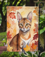 Load image into Gallery viewer, Chausie Fall Garden Flag - Cat in Fall Leaves - Cat-Themed Seasonal Yard Decor