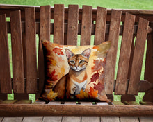 Load image into Gallery viewer, Chausie Cat in Fall Leaves Throw Pillow - 14x14 Decorative Pillow – Art for Your Home &amp; Patio