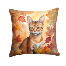 Load image into Gallery viewer, Chausie Cat in Fall Leaves Throw Pillow - 14x14 Decorative Pillow – Art for Your Home &amp; Patio