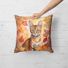 Load image into Gallery viewer, Chausie Cat in Fall Leaves Throw Pillow