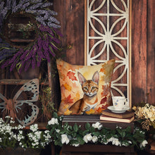 Load image into Gallery viewer, Chausie Cat in Fall Leaves Throw Pillow