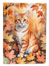 Load image into Gallery viewer, Cheetoh Fall Garden Flag - Cat in Fall Leaves - Cat-Themed Seasonal Yard Decor