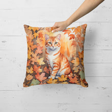 Load image into Gallery viewer, Cheetoh Cat in Fall Leaves Throw Pillow