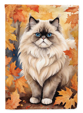 Load image into Gallery viewer, Colorpoint Longhair Cat in Fall Leaves House Flag