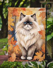 Load image into Gallery viewer, Colorpoint Longhair Fall Garden Flag - Cat in Fall Leaves - Cat-Themed Seasonal Yard Decor