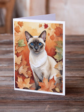 Load image into Gallery viewer, Colorpoint Shorthair Cat in Fall Leaves Greeting Cards - Blank Note Cards – 8-Pack of Artist-Designed Cards with Envelopes