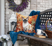 Load image into Gallery viewer, Colorpoint Shorthair Cat in Fall Leaves Throw Pillow