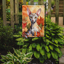 Load image into Gallery viewer, Cornish Rex Fall Garden Flag - Cat in Fall Leaves - Cat-Themed Seasonal Yard Decor