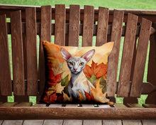Load image into Gallery viewer, Cornish Rex Cat in Fall Leaves Throw Pillow - 14x14 Decorative Pillow – Art for Your Home &amp; Patio