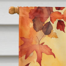Load image into Gallery viewer, Cymric Cat in Fall Leaves House Flag