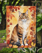 Load image into Gallery viewer, Cymric Fall Garden Flag - Cat in Fall Leaves - Cat-Themed Seasonal Yard Decor