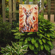 Load image into Gallery viewer, Devon Rex Fall Garden Flag - Cat in Fall Leaves - Cat-Themed Seasonal Yard Decor
