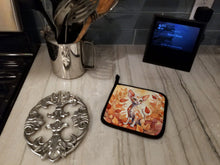 Load image into Gallery viewer, Devon Rex Cat in Fall Leaves Pot Holders - Set of 2 Decorative Kitchen Helpers | Made in the USA