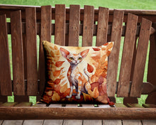 Load image into Gallery viewer, Devon Rex Cat in Fall Leaves Throw Pillow - 14x14 Decorative Pillow – Art for Your Home &amp; Patio