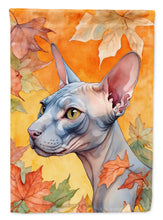 Load image into Gallery viewer, Donskoy Don Sphynx Cat in Fall Leaves House Flag