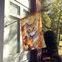 Load image into Gallery viewer, Dwelf Cat in Fall Leaves House Flag