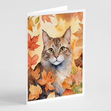 Load image into Gallery viewer, Dwelf Cat in Fall Leaves Greeting Cards - Blank Note Cards – 8-Pack of Artist-Designed Cards with Envelopes