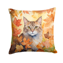 Load image into Gallery viewer, Dwelf Cat in Fall Leaves Throw Pillow - 14x14 Decorative Pillow – Art for Your Home &amp; Patio