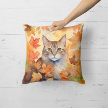 Load image into Gallery viewer, Dwelf Cat in Fall Leaves Throw Pillow