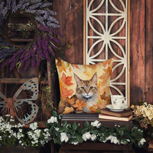 Load image into Gallery viewer, Dwelf Cat in Fall Leaves Throw Pillow