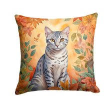 Load image into Gallery viewer, Egyptian Mau Cat in Fall Leaves Throw Pillow - 14x14 Decorative Pillow – Art for Your Home &amp; Patio