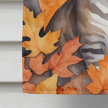 Load image into Gallery viewer, European Shorthair Cat in Fall Leaves House Flag