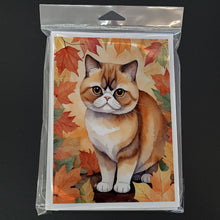 Load image into Gallery viewer, Exotic Shorthair Cat in Fall Leaves Greeting Cards - Blank Note Cards – 8-Pack of Artist-Designed Cards with Envelopes