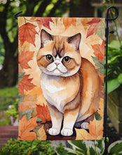 Load image into Gallery viewer, Exotic Shorthair Cat Fall Garden Flag - Cat in Fall Leaves - Cat-Themed Seasonal Yard Decor