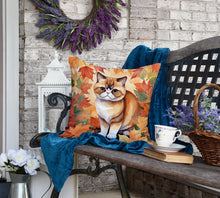 Load image into Gallery viewer, Exotic Shorthair Cat in Fall Leaves Throw Pillow