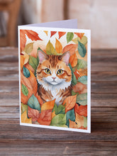 Load image into Gallery viewer, Foldex Exotic Fold Cat in Fall Leaves Greeting Cards - Blank Note Cards – 8-Pack of Artist-Designed Cards with Envelopes