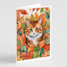 Load image into Gallery viewer, Foldex Exotic Fold Cat in Fall Leaves Greeting Cards - Blank Note Cards – 8-Pack of Artist-Designed Cards with Envelopes