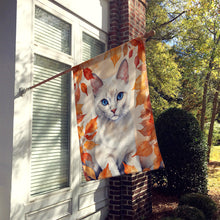 Load image into Gallery viewer, Foreign White Cat in Fall Leaves House Flag