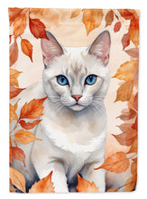 Load image into Gallery viewer, Foreign White Cat in Fall Leaves House Flag