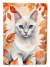 Load image into Gallery viewer, Foreign White Cat Fall Garden Flag - Cat in Fall Leaves - Cat-Themed Seasonal Yard Decor