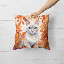 Load image into Gallery viewer, Foreign White Cat in Fall Leaves Throw Pillow