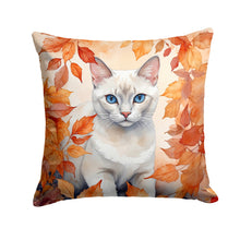 Load image into Gallery viewer, Foreign White Cat in Fall Leaves Throw Pillow