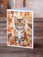 Load image into Gallery viewer, German Rex Cat in Fall Leaves Greeting Cards - Blank Note Cards – 8-Pack of Artist-Designed Cards with Envelopes