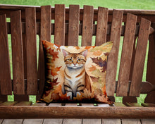 Load image into Gallery viewer, German Rex Cat in Fall Leaves Throw Pillow - 14x14 Decorative Pillow – Art for Your Home &amp; Patio