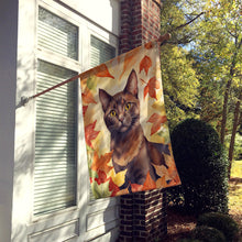Load image into Gallery viewer, Havana Brown Cat in Fall Leaves House Flag