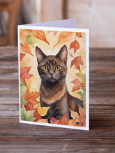 Load image into Gallery viewer, Havana Brown Cat in Fall Leaves Greeting Cards - Blank Note Cards – 8-Pack of Artist-Designed Cards with Envelopes