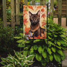 Load image into Gallery viewer, Havana Brown Fall Garden Flag - Cat in Fall Leaves - Cat-Themed Seasonal Yard Decor