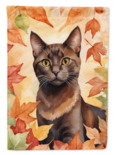 Load image into Gallery viewer, Havana Brown Fall Garden Flag - Cat in Fall Leaves - Cat-Themed Seasonal Yard Decor