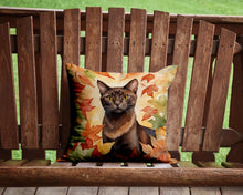 Load image into Gallery viewer, Havana Brown Cat in Fall Leaves Throw Pillow - 14x14 Decorative Pillow – Art for Your Home &amp; Patio