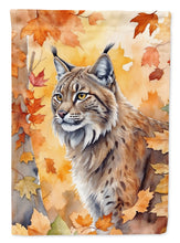 Load image into Gallery viewer, Highlander Lynx Fall Garden Flag - Cat in Fall Leaves - Cat-Themed Seasonal Yard Decor