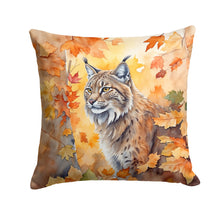 Load image into Gallery viewer, Highlander Lynx Cat in Fall Leaves Throw Pillow - 14x14 Decorative Pillow – Art for Your Home &amp; Patio