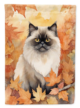 Load image into Gallery viewer, Himalayan Cat in Fall Leaves House Flag