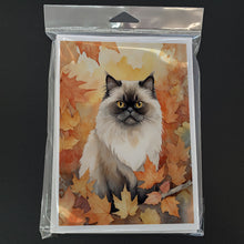 Load image into Gallery viewer, Himalayan Cat in Fall Leaves Greeting Cards - Blank Note Cards – 8-Pack of Artist-Designed Cards with Envelopes