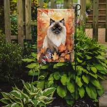 Load image into Gallery viewer, Himalayan Fall Garden Flag - Cat in Fall Leaves - Cat-Themed Seasonal Yard Decor